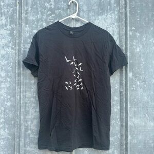 Black Graphic T-Shirt with Bird Design